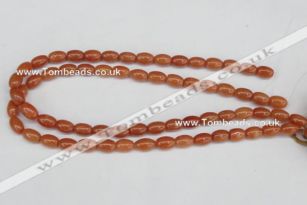 CAJ150 15.5 inches 8*12mm rice red aventurine jade beads