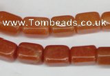 CAJ151 15.5 inches 10*13mm cuboid red aventurine jade beads