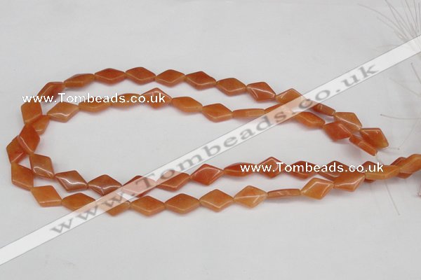 CAJ153 15.5 inches 10*15mm rhombic red aventurine jade beads