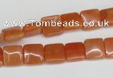 CAJ154 15.5 inches 10*10mm square red aventurine jade beads