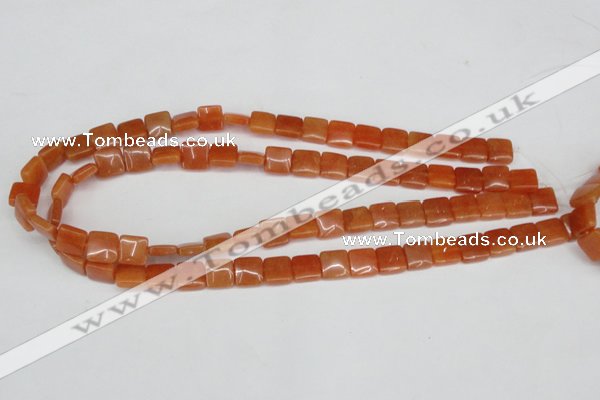 CAJ154 15.5 inches 10*10mm square red aventurine jade beads