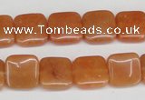 CAJ155 15.5 inches 12*12mm square red aventurine jade beads