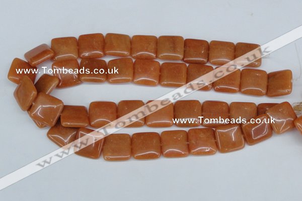 CAJ156 15.5 inches 20*20mm square red aventurine jade beads