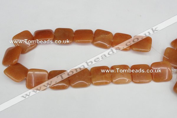 CAJ157 15.5 inches 25*25mm square red aventurine jade beads