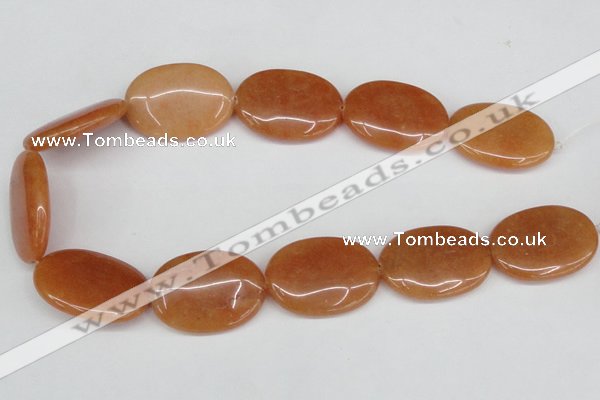 CAJ163 15.5 inches 25*35mm oval red aventurine jade beads