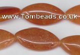 CAJ165 15.5 inches 15*30mm marquise red aventurine jade beads