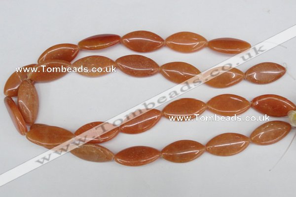 CAJ165 15.5 inches 15*30mm marquise red aventurine jade beads