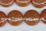 CAJ166 15.5 inches 20mm flat round red aventurine jade beads