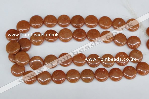 CAJ166 15.5 inches 20mm flat round red aventurine jade beads