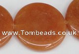 CAJ169 15.5 inches 35mm flat round red aventurine jade beads