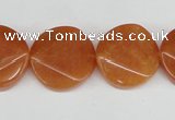 CAJ170 15.5 inches 20mm faceted coin red aventurine jade beads