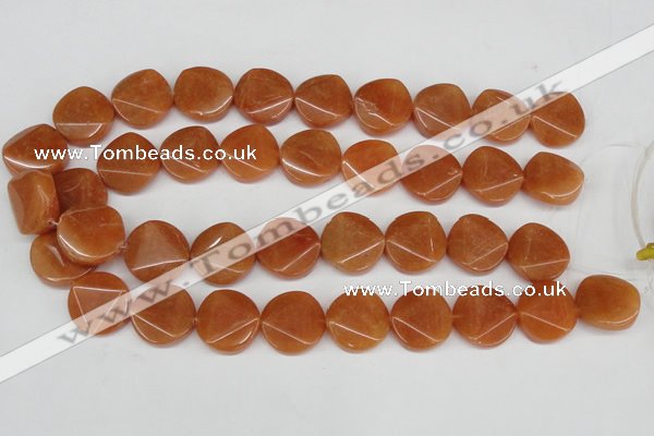 CAJ170 15.5 inches 20mm faceted coin red aventurine jade beads
