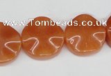 CAJ171 15.5 inches 20mm wavy coin red aventurine jade beads