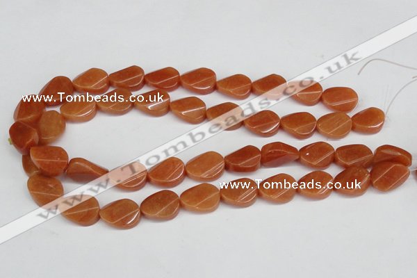 CAJ172 15.5 inches 13*18mm twisted oval red aventurine jade beads