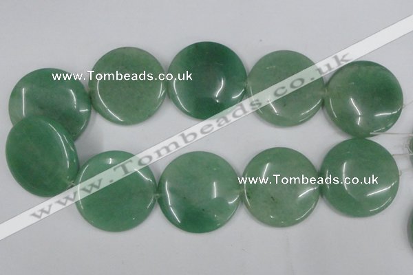 CAJ306 15.5 inches 40mm flat round green aventurine jade beads