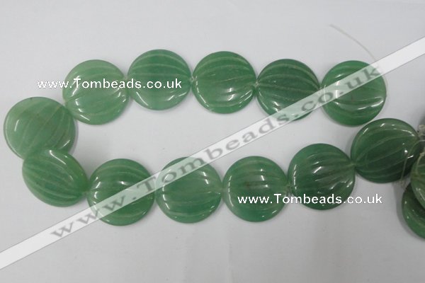 CAJ307 15.5 inches 35mm carved coin green aventurine jade beads