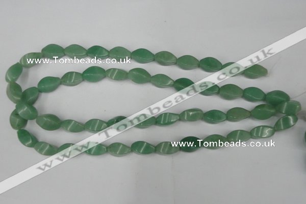 CAJ310 15.5 inches 8*16mm twisted tetrahedron green aventurine jade beads