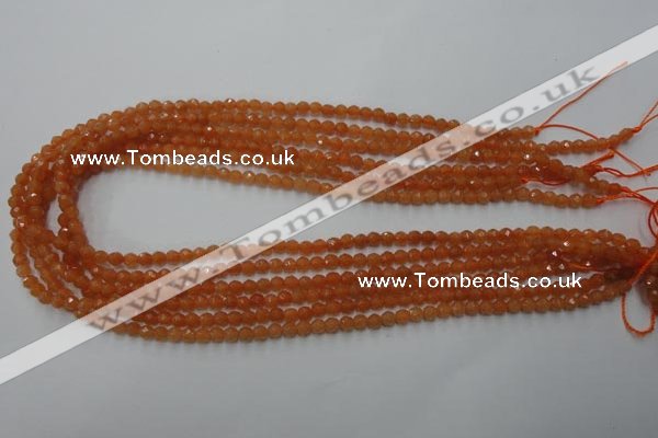 CAJ360 15.5 inches 4mm faceted round red aventurine beads wholesale