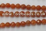 CAJ361 15.5 inches 6mm faceted round red aventurine beads wholesale