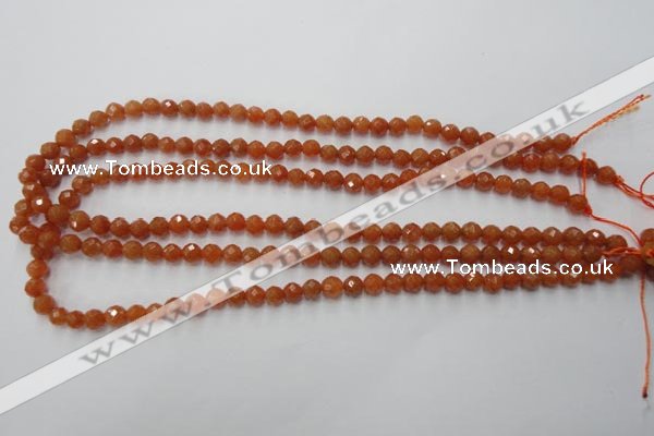 CAJ361 15.5 inches 6mm faceted round red aventurine beads wholesale