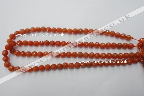 CAJ362 15.5 inches 8mm faceted round red aventurine beads wholesale