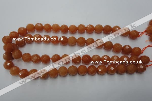 CAJ364 15.5 inches 12mm faceted round red aventurine beads wholesale