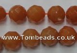 CAJ365 15.5 inches 14mm faceted round red aventurine beads wholesale