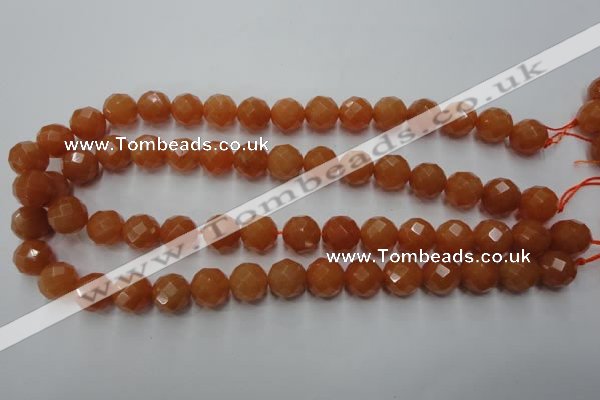 CAJ365 15.5 inches 14mm faceted round red aventurine beads wholesale