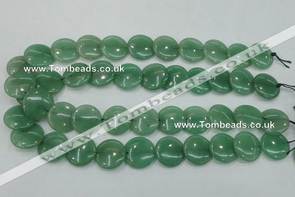 CAJ55 15.5 inches 20mm flat round green aventurine jade beads wholesale