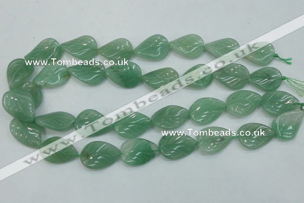 CAJ56 15.5 inches 18*25mm twisted leaf green aventurine jade beads