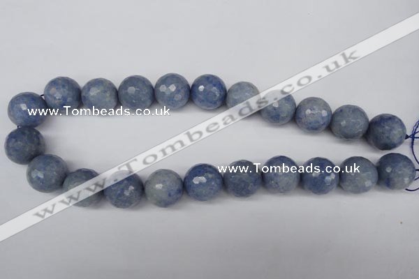 CAJ567 15.5 inches 18mm faceted round blue aventurine beads wholesale