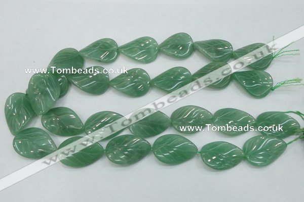 CAJ57 15.5 inches 22*30mm twisted leaf green aventurine jade beads