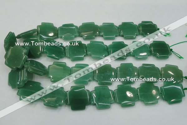 CAJ58 15.5 inches 25*25mm cross green aventurine jade beads wholesale