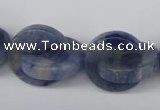 CAJ586 15.5 inches 20*20mm curved moon blue aventurine beads wholesale