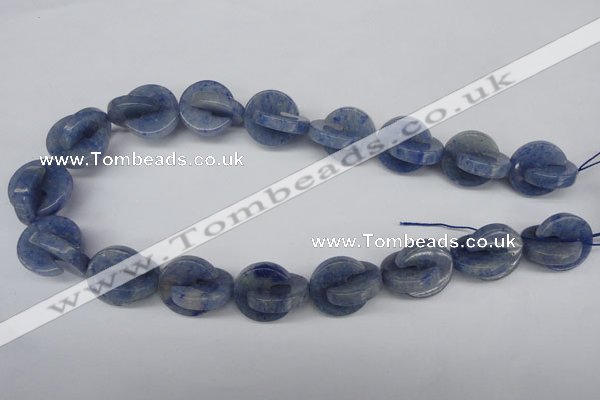 CAJ586 15.5 inches 20*20mm curved moon blue aventurine beads wholesale