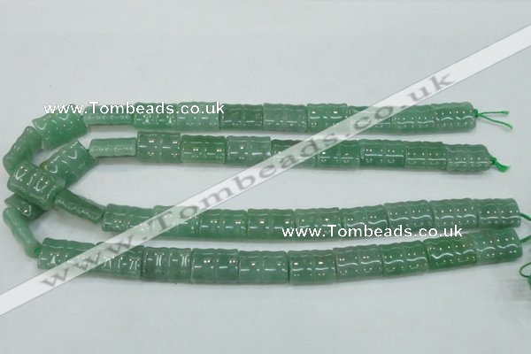 CAJ59 15.5 inches 13*18mm flat bamboo green aventurine jade beads