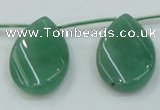 CAJ62 Top-drilled 22*30mm twisted teadrop green aventurine jade beads