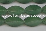 CAJ667 15.5 inches 10*20mm twisted rice green aventurine beads