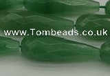 CAJ708 15.5 inches 10*30mm faceted teardrop green aventurine beads