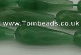 CAJ708 15.5 inches 10*30mm faceted teardrop green aventurine beads