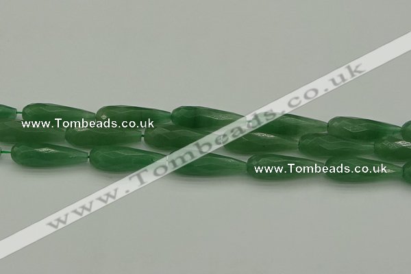 CAJ708 15.5 inches 10*30mm faceted teardrop green aventurine beads