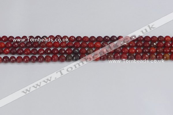 CAJ758 15.5 inches 4mm faceted round apple jasper beads