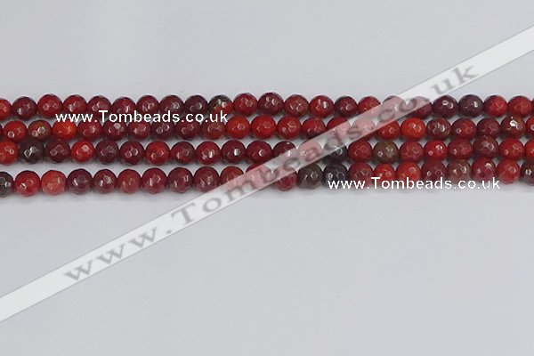 CAJ759 15.5 inches 6mm faceted round apple jasper beads