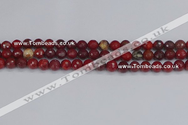 CAJ760 15.5 inches 8mm faceted round apple jasper beads