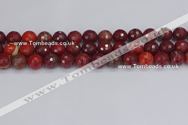 CAJ762 15.5 inches 12mm faceted round apple jasper beads