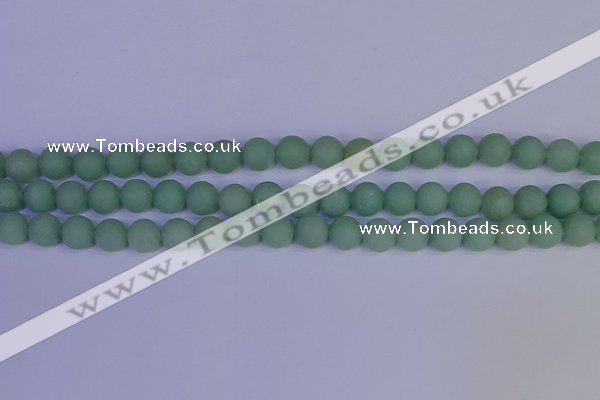 CAJ803 15.5 inches 10mm round matte green aventurine beads wholesale