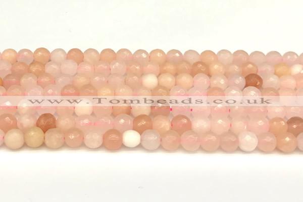 CAJ820 15 inches 6mm faceted round pink aventurine beads