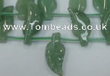 CAJ89 Top-drilled 10*20mm carved leaf green aventurine beads wholesale