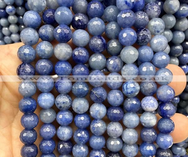 CAJ895 15 inches 8mm faceted round blue aventurine beads wholesale
