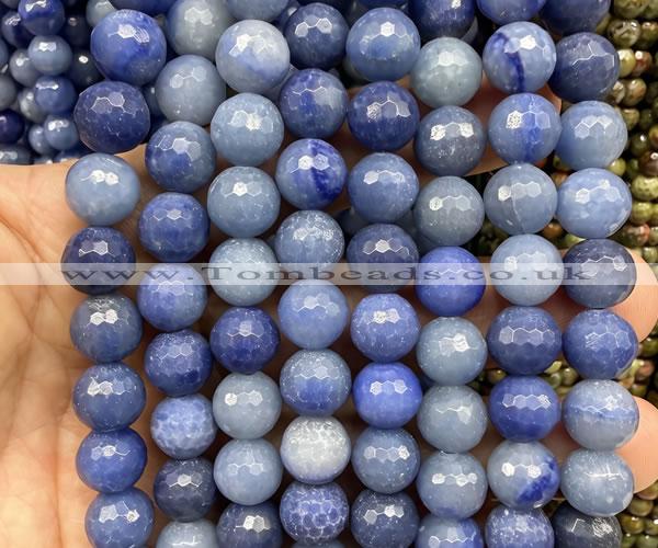 CAJ896 15 inches 10mm faceted round blue aventurine beads wholesale
